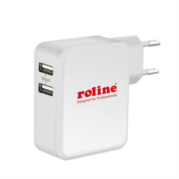 ROLINE Dubbele USB Snellader 2.4 A Wit