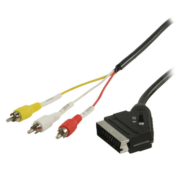 Scart - 3x Tulp Kabel 1m