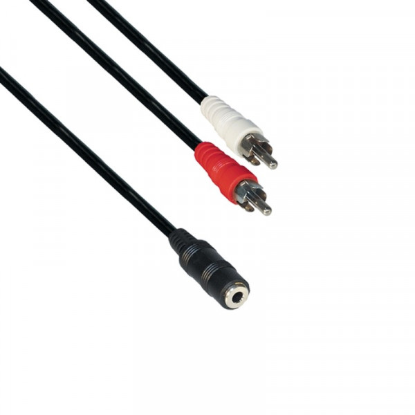 3,5mm Jack Female - 2x Tulp male Kabel 0,2m