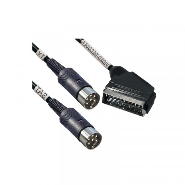 Scart naar 2x 6-pins DIN Kabel