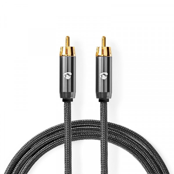 RCA - RCA kabel 2m Gevlochten, Gunmetal