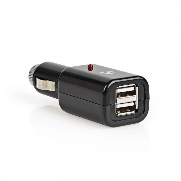 Dubbele USB Autolader 1A, Zwart