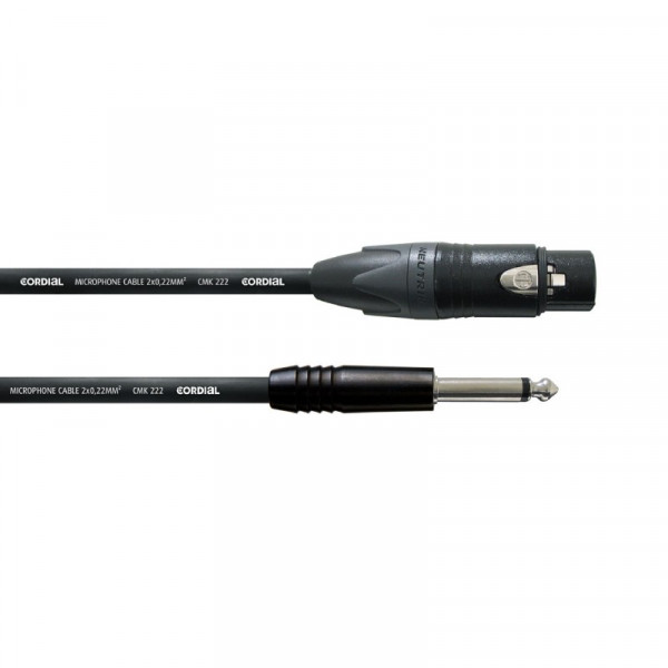 Cordial Peak Microfoon Kabel XLR F - Jack 5m Zwart