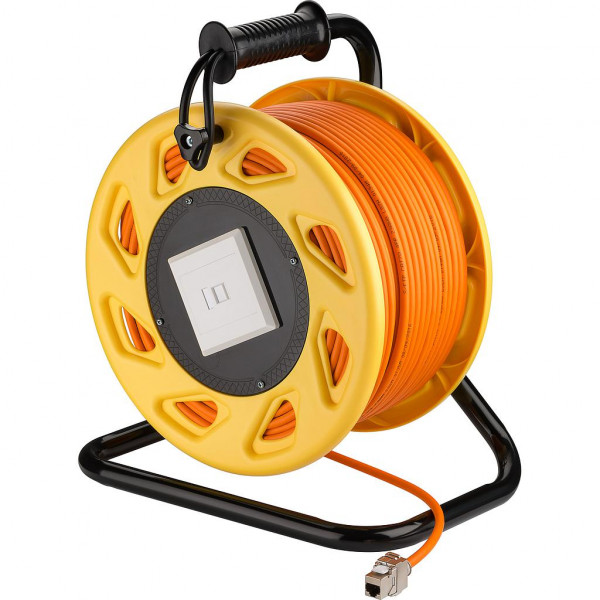 Goobay Draagbare Cat7a RJ45 Verleng Haspel 90m Oranje