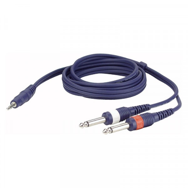 DAP 3.5mm Stereo Jack naar 2x 6.3 Mono Jack aansluitkabel 1,5m