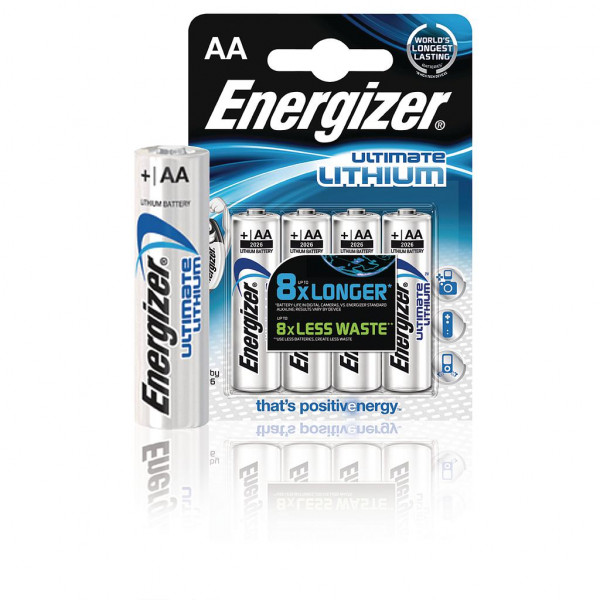 4x Energizer Lithium batterij AA