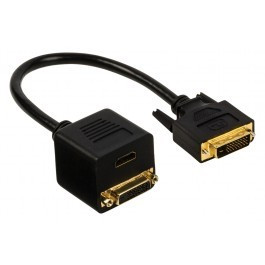 DVI naar DVI + HDMI splitkabel 15cm