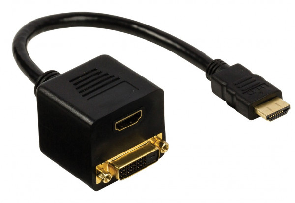 HDMI naar HDMI + DVI-D splitkabel 20cm