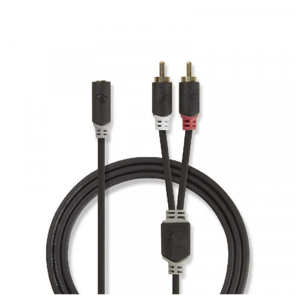 Stereo audiokabel 3.5mm Stereo Jack female - 2x RCA male 0,2m