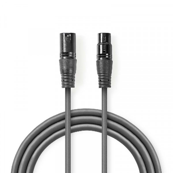 XLR 3-Pins Stereokabel 1,5m Grijs