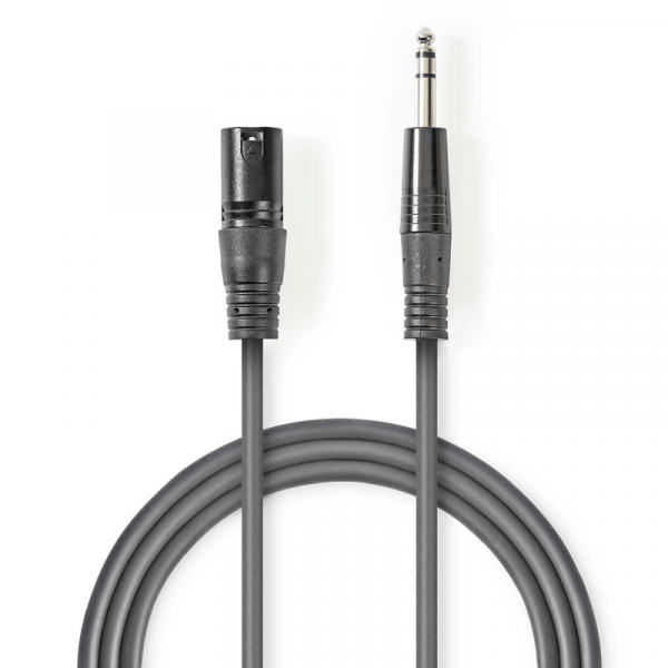 Stereo Audiokabel XLR 3-pins male - 6.35 mm Male 3m