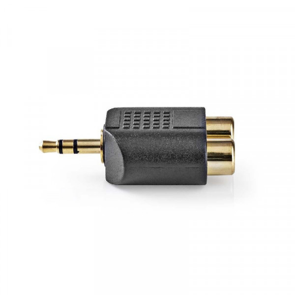 Stereo Audioadapter 3,5mm - 2x RCA Antraciet