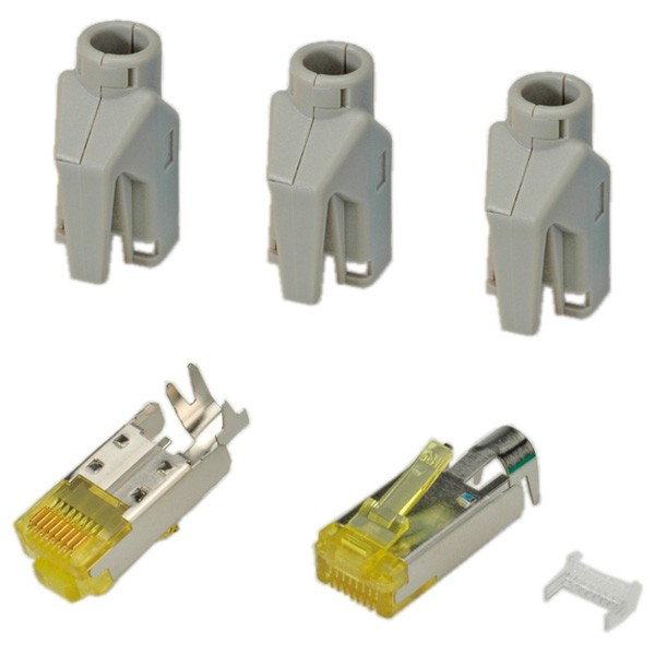 RJ45 Cat6a stekker plug met grijze tules 10x