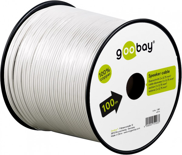 Goobay Luidsprekerkabel 0,75 mm² 100m Wit