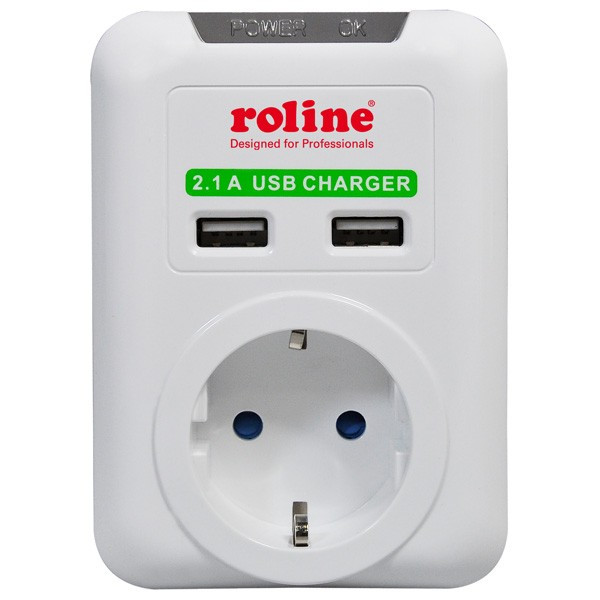 ROLINE USB thuislader met stopcontact doorvoer