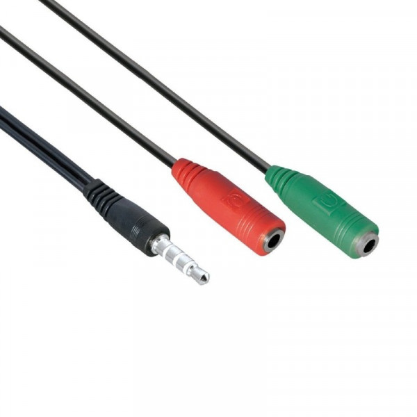 3,5mm Jack TRRS OMTP Adapterkabel 1x 4-polig (M) - 2x 3,5mm (F) 0,2m