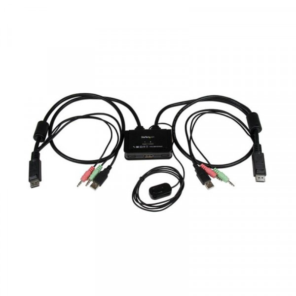 StarTech 2-poorts USB DisplayPort-kabel KVM-switch met audio en remote switch – met USB-voeding