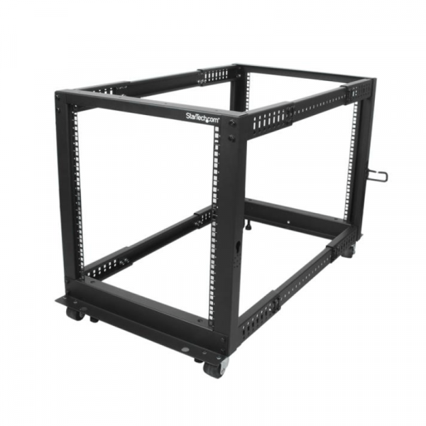 StarTech 12U open-frame serverrack met 4 stijlen met verstelbare diepte incl. zwenkwielen/stelpoten