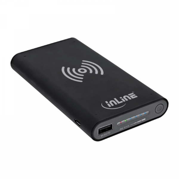 InLine Qi Draadloze powerbank 8000mAh Zwart