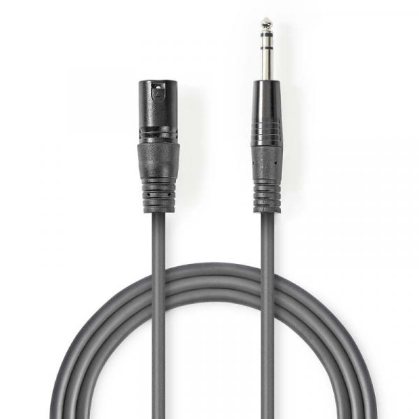 Gebalanceerde stereo audiokabel XLR 3-pins male - 6.35 mm Male 1,5 meter