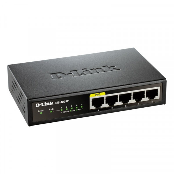 D-Link 5 poorts 10/100 Switch (1x PoE)