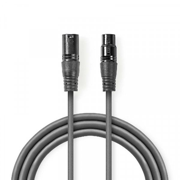 XLR 3-Pins Stereokabel 5m Grijs