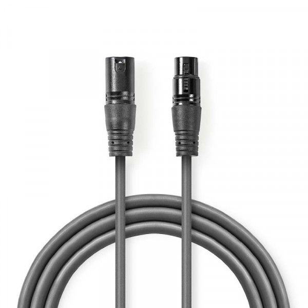 XLR 3-Pins Stereokabel male - female 15m